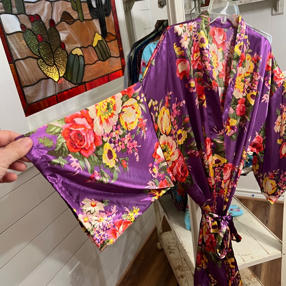 Floral Purple Kimono Robe